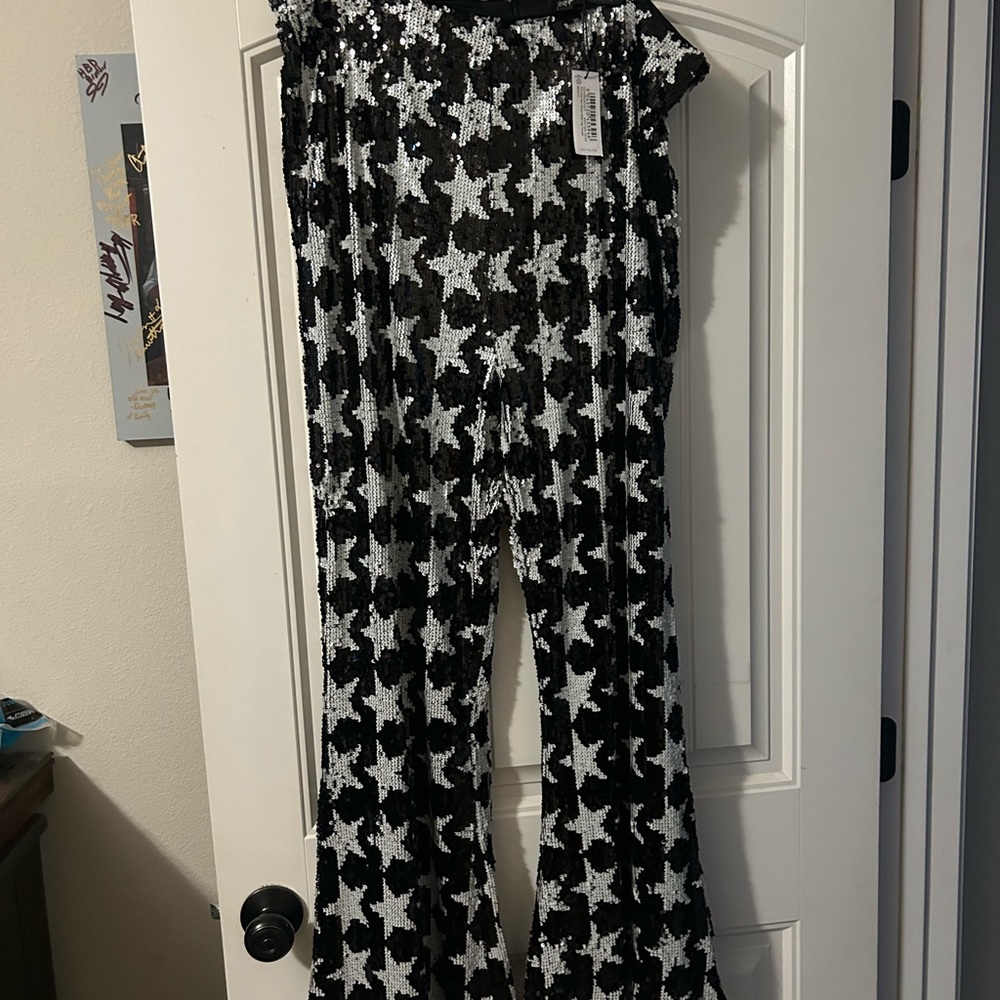 Nasty Gal high waisted sequin flare trousers plus size